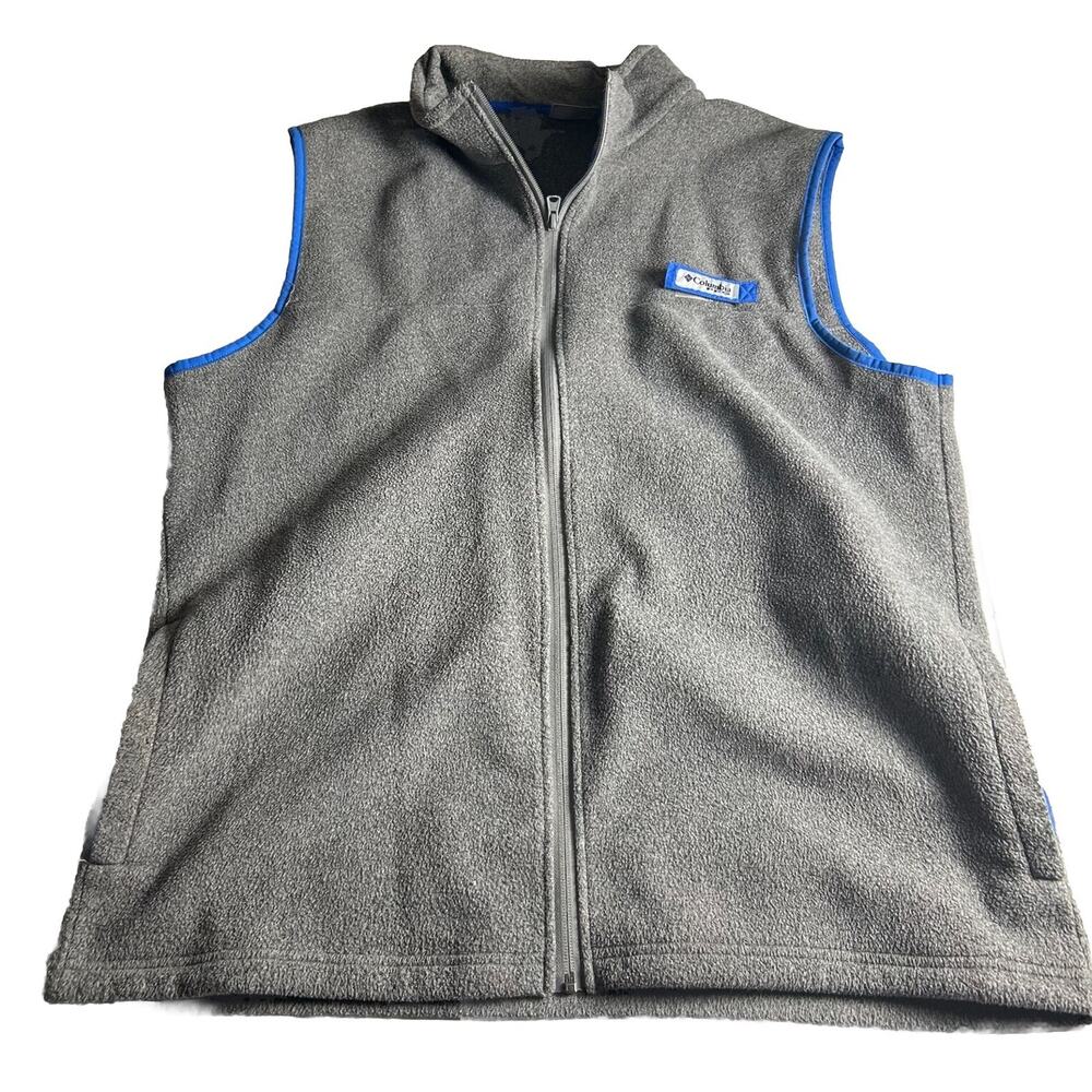 Columbia PFG Men’s Size XL Gray Zip Up Fleece Fishing Outdoor Hiking Vest